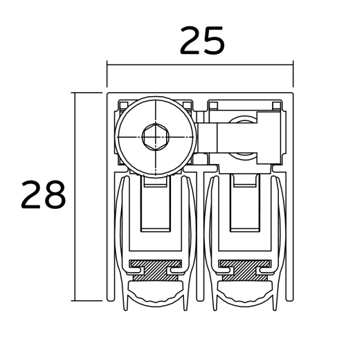 Dvigubas Automatinis Durų Slenkstis JNF IN.06.006 ( 25 x 28 mm )