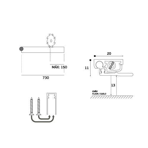 Automatinis Durų Slenkstis JNF IN.06.008 ( 11 x 20 mm )
