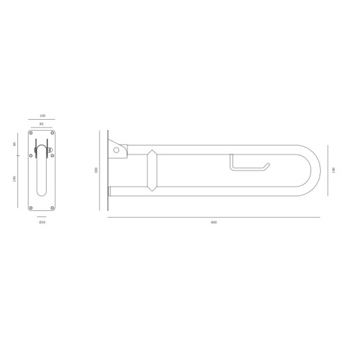 Nulenkiamas Porankis 800 mm